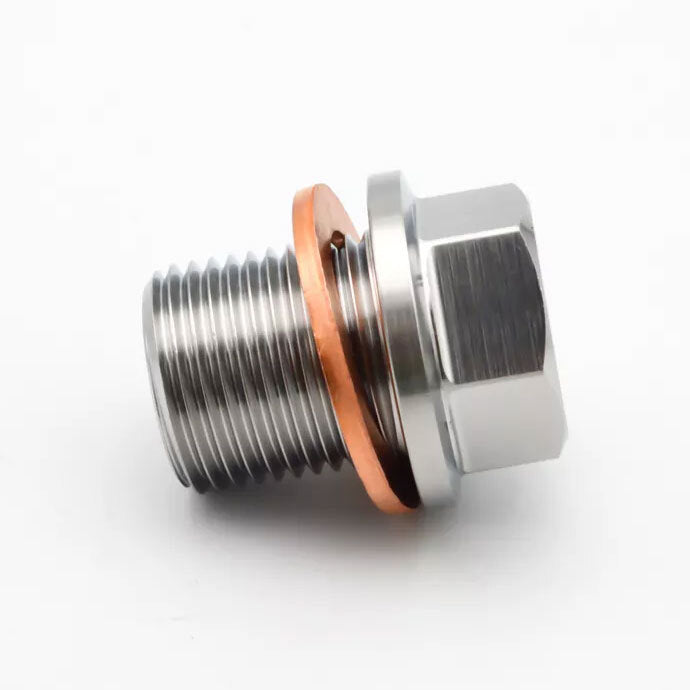 GR.5 TITANIUM ALLOY MAGNETIC ENGINE OIL DRAIN PLUG (SILVER)