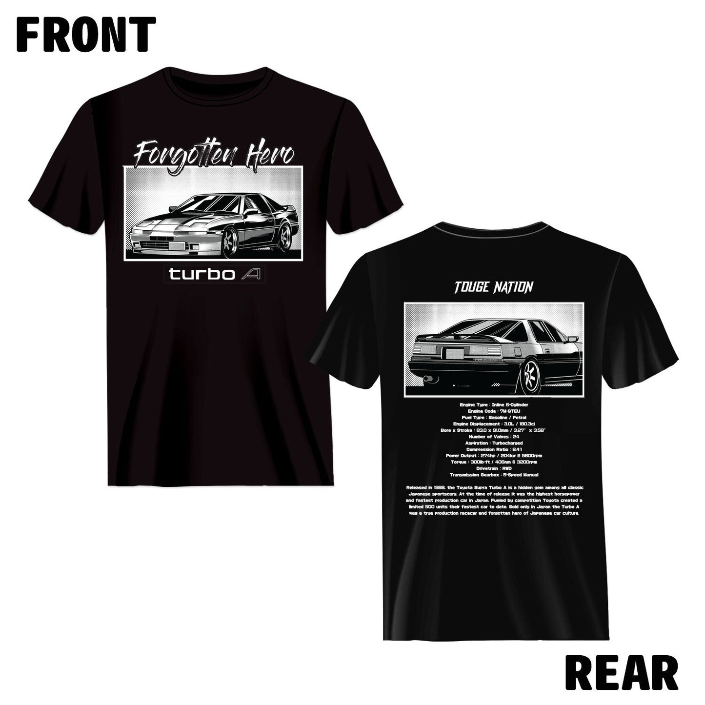 FORGOTTEN HERO SERIES T-SHIRT : TOYOTA SUPRA MK3 (TURBO A)
