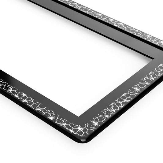 ENGRAVED "SAKURA FLOWER" LICENSE PLATE FRAME SET